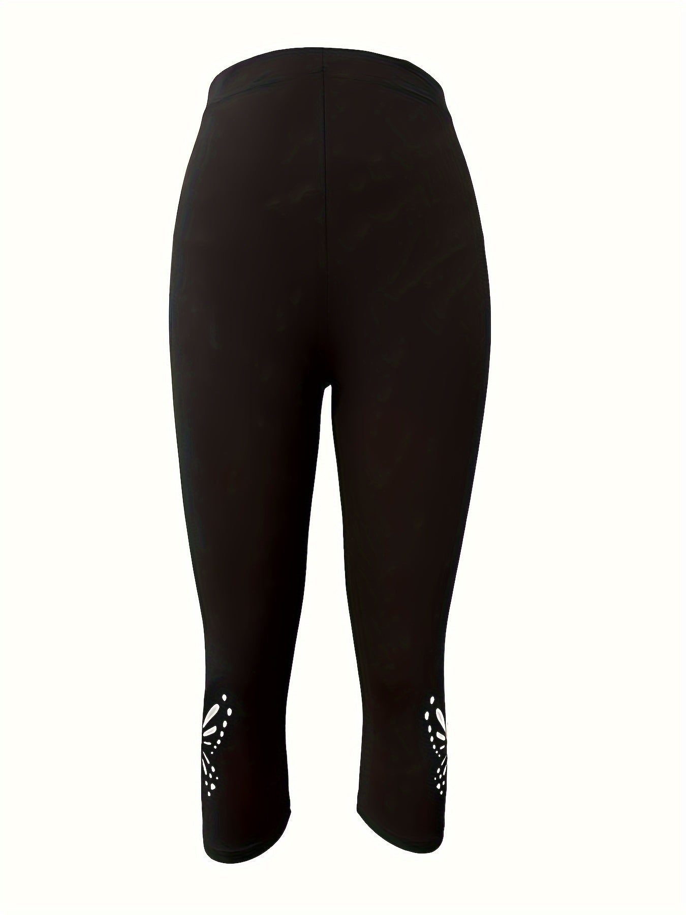 Butterfly-Shaped Hollow Cropped Leggings: Stretchy Skinny Leggings for Women